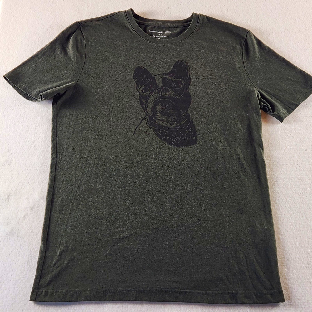 Banana Republic Dark Green Frenchie Graphic Crew Neck Short Sleeve Tee M Cotton